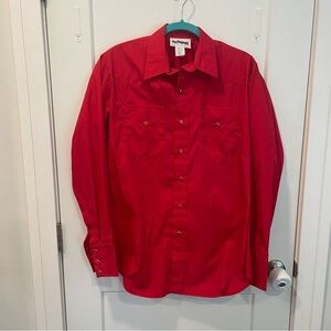 Vintage Mondiki Men's M/L Western Pearl Snap Shirt Red Cowboy Rodeo Square Dance